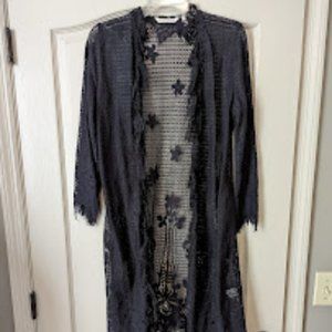 Sheer netted black topper